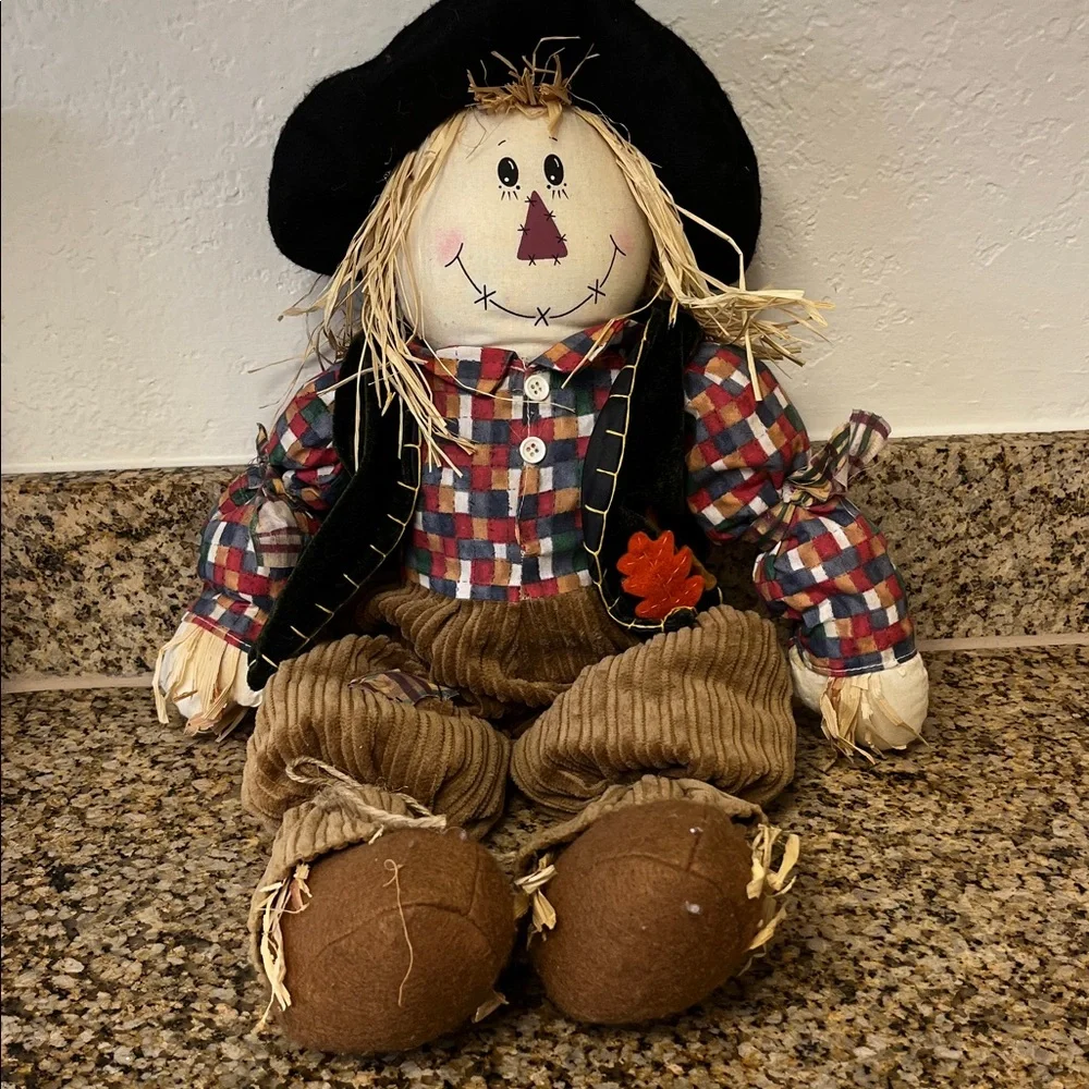 Plaid Scarecrow Doll with Black Hat